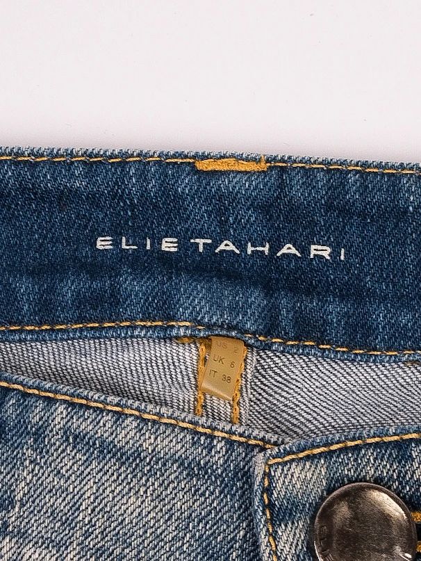 elie tahari blue denim jeans size m average condition