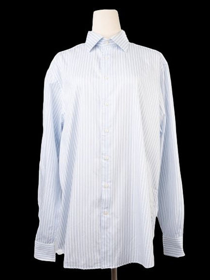 Excellent Hackett Blue Striped Cotton Shirt Size XL