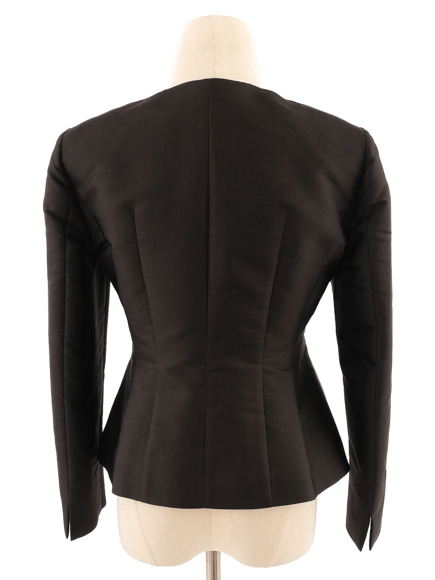 excellent maxco black silk peplum jacket size m women's