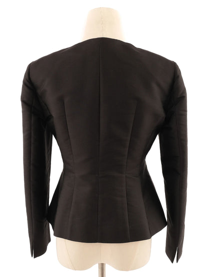 Excellent MaxCo Black Silk Peplum Jacket Size M Women's