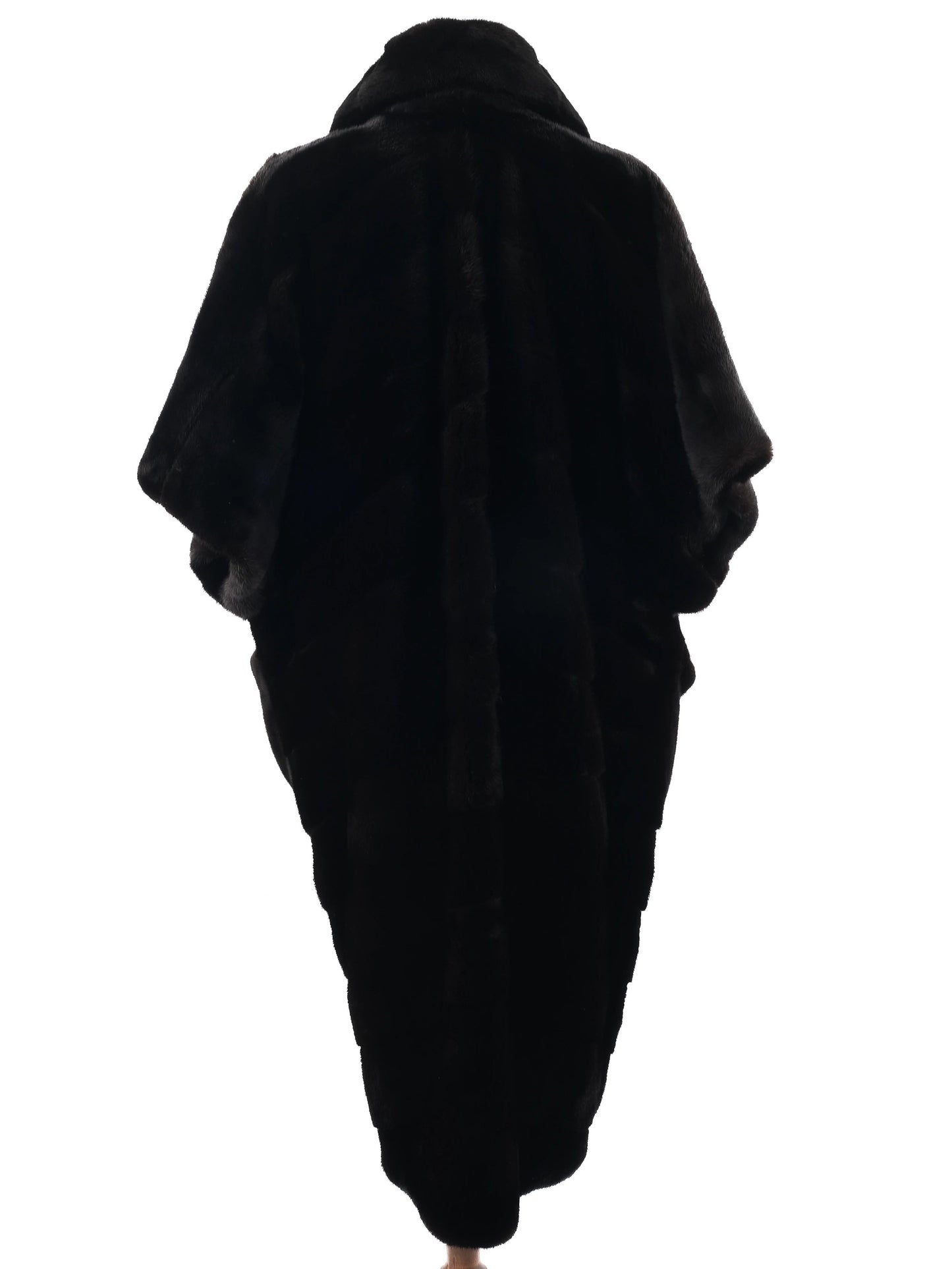 helen yarmak black faux fur cape coat size l - perfect condition