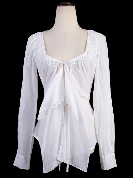 excellent plein sud white cotton blouse with tie front design