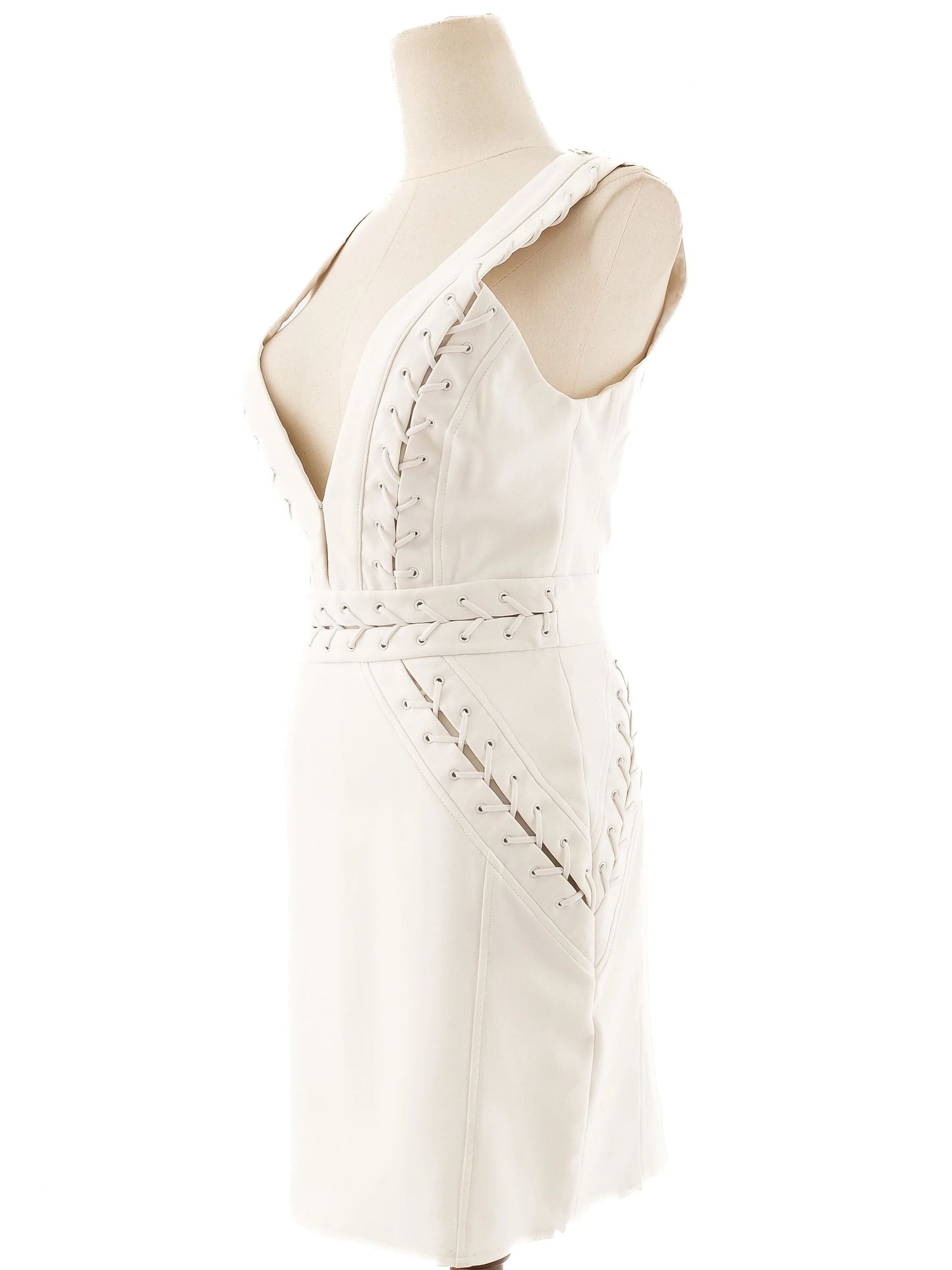 excellent elisabetta franchi white sleeveless dress size m