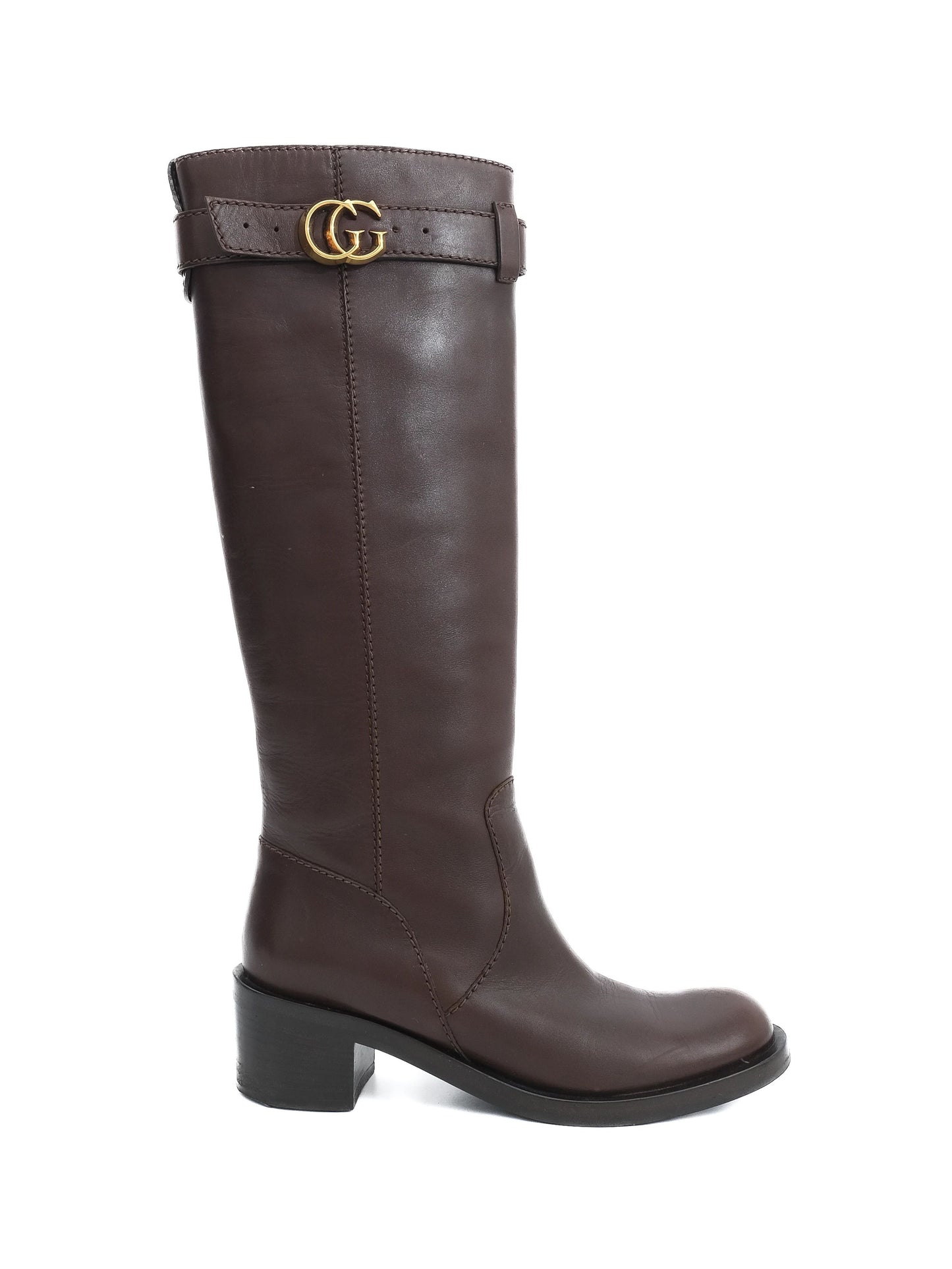 excellent gucci orange leather knee-high boots size 36.5