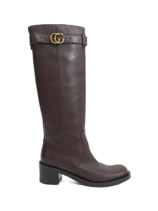 Excellent Gucci Orange Leather Knee-High Boots Size 36.5