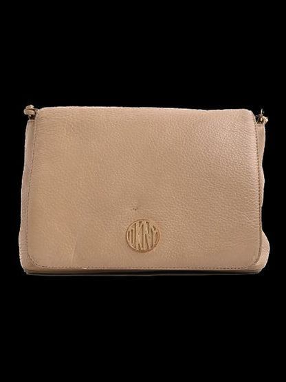 DKNY Gray Pebbled Leather Handbag with Structured Design