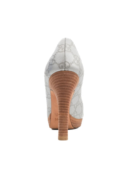 Excellent Gucci Gray Leather High-Heeled Shoes Size 37