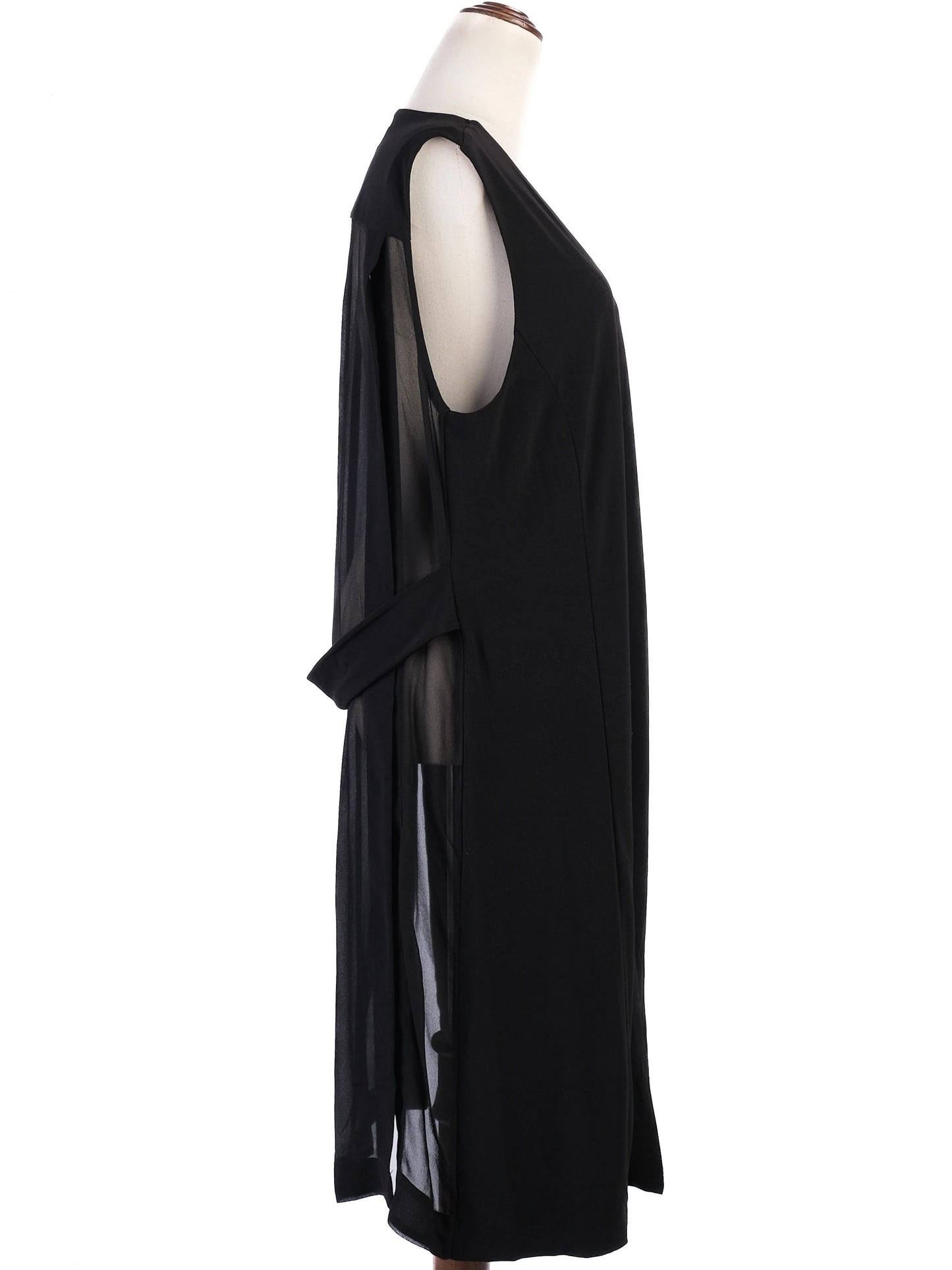 dkny women's black sleeveless open cardigan size l excellent