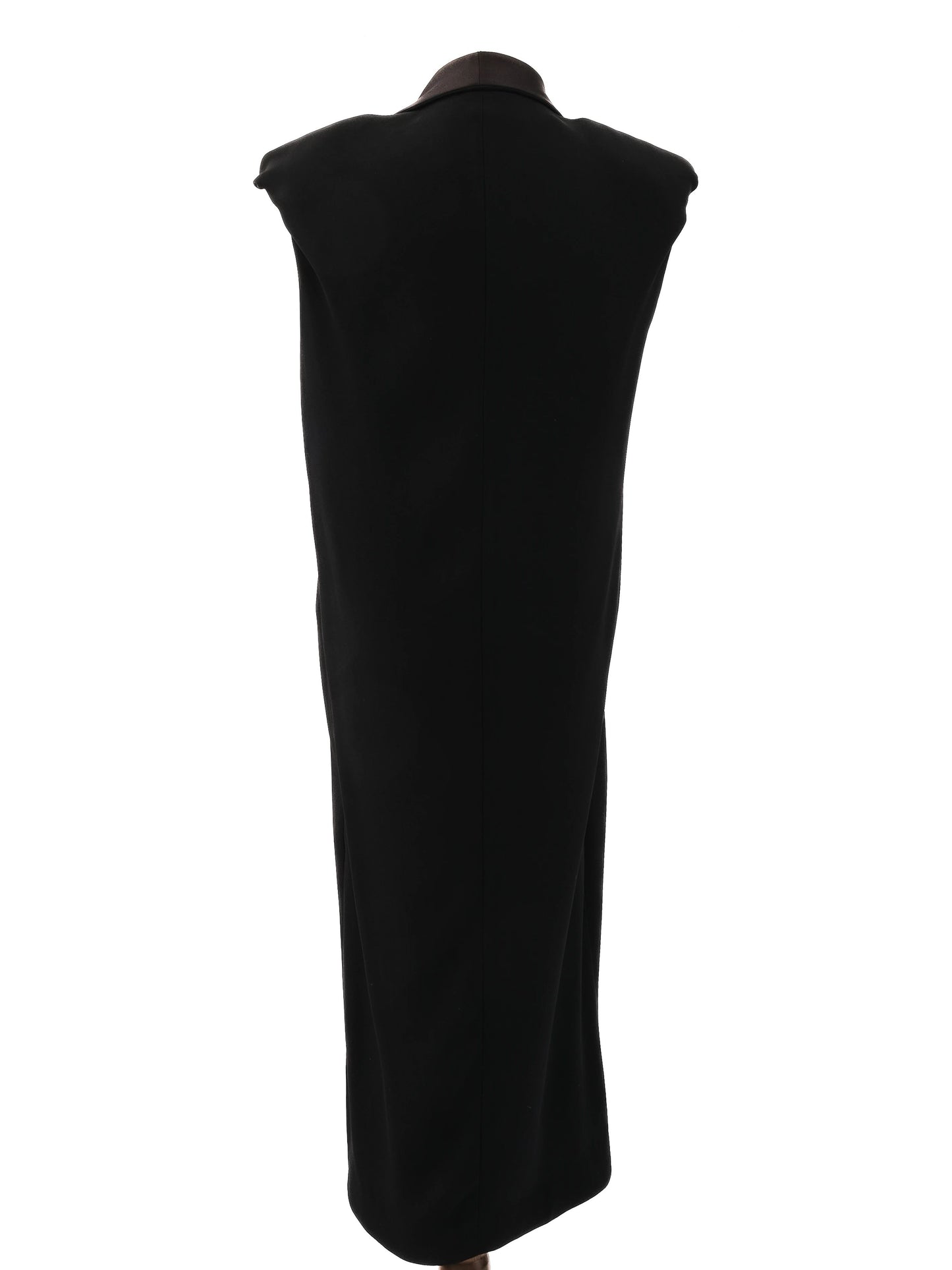 excellent lanvin black sleeveless long coat size m viscose