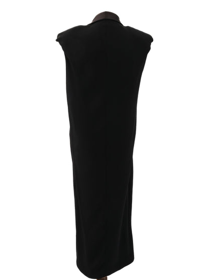 Excellent Lanvin Black Sleeveless Long Coat Size M Viscose