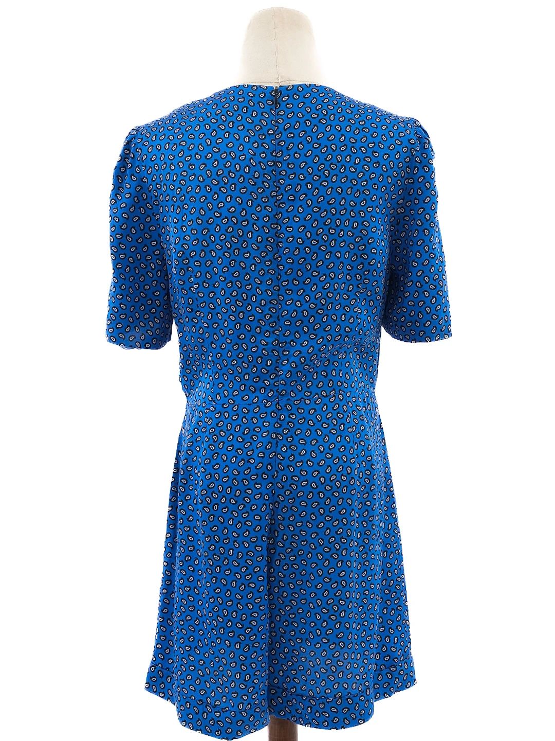 excellent maje blue v-neck short-sleeve dress size m