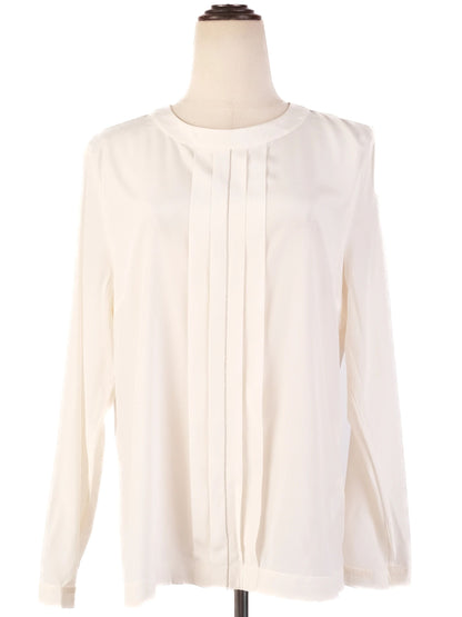 Excellent Peserico White Silk Blouse with Pleated Detailing Size M