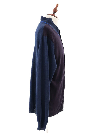Excellent Armani Collezioni Dark Blue & Black Wool Cardigan Size XL