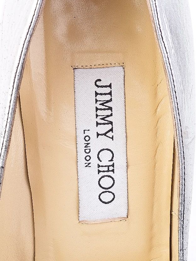excellent jimmy choo black silver high-heeled shoes leather women's
