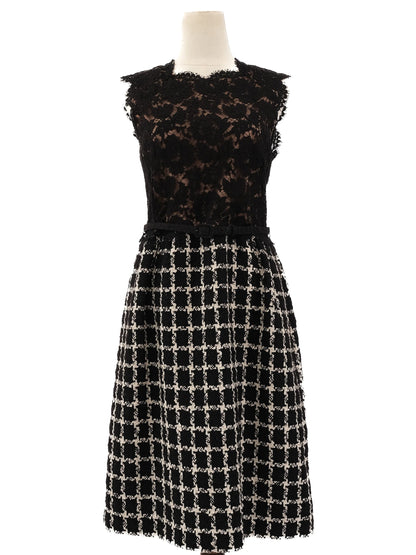 Excellent Valentino Black Sleeveless Dress XL Viscose Lace Details