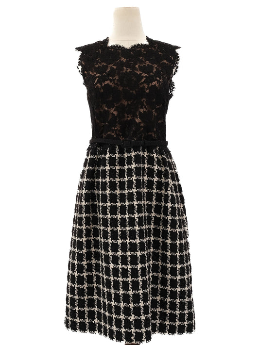 Excellent Valentino Black Sleeveless Dress XL Viscose Lace Details