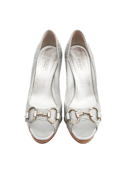 Excellent Gucci Gray Leather High-Heeled Shoes Size 37