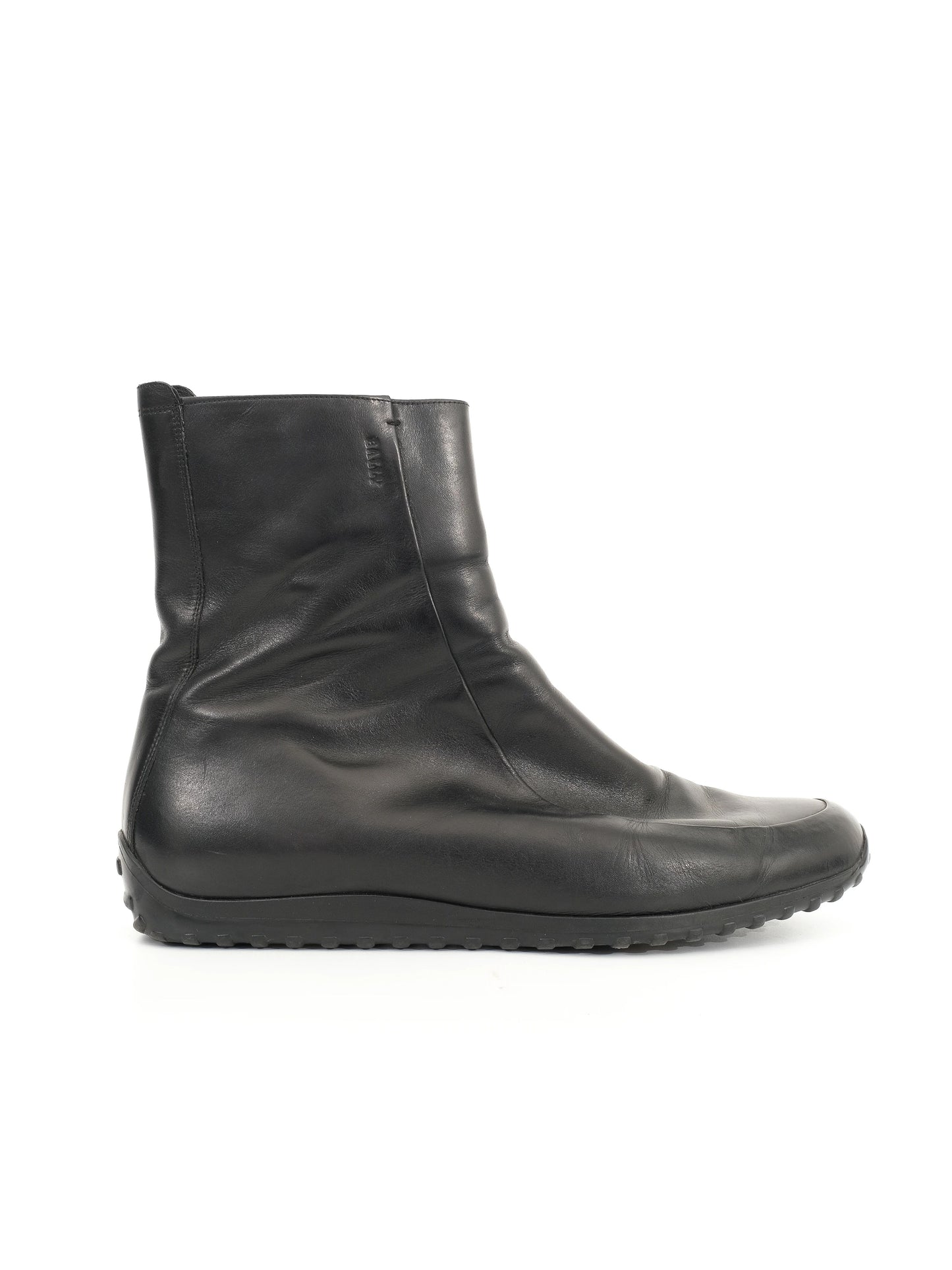 excellent bally black leather boots with side zipper size 45