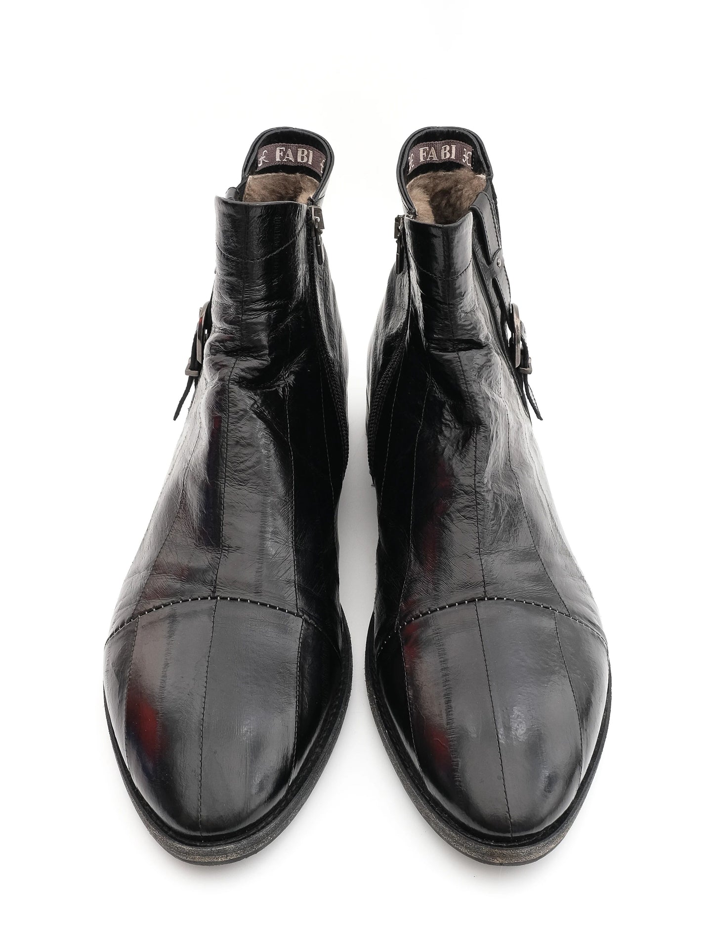excellent fabi black leather ankle boots size 43 with zipper