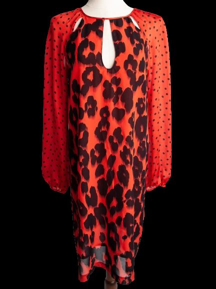 Good Moschino Red Animal Print Dress Size M Polyester