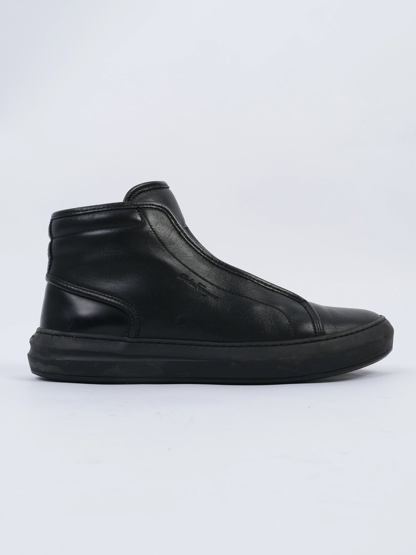 salvatore ferragamo black leather high-top sneakers size 41
