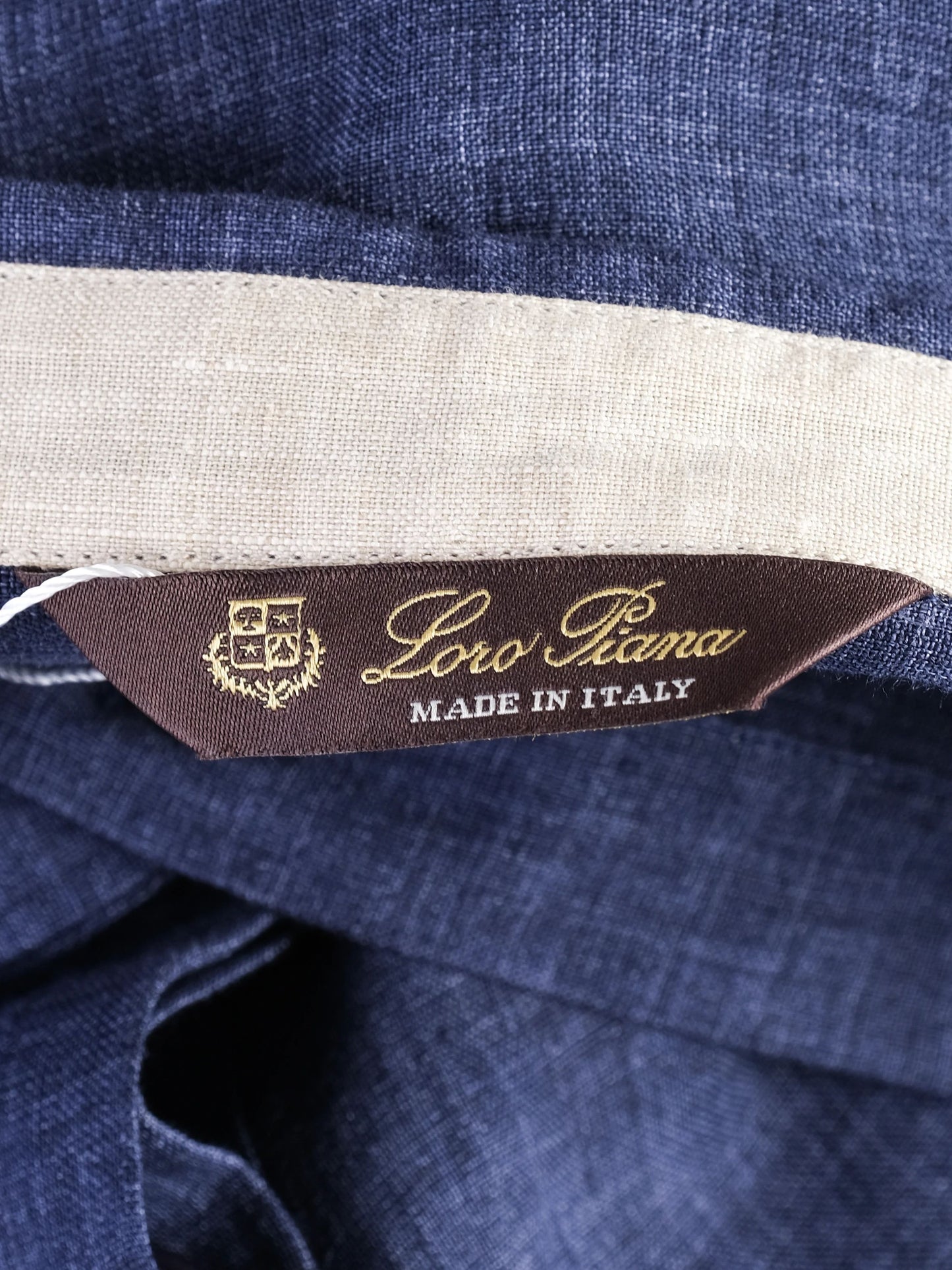excellent loro piana blue long sleeve button-up shirt size m