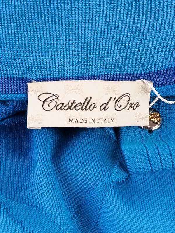excellent castello d'oro women's blue silk polo shirt