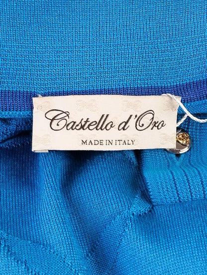 Excellent Castello d'Oro Women's Blue Silk Polo Shirt