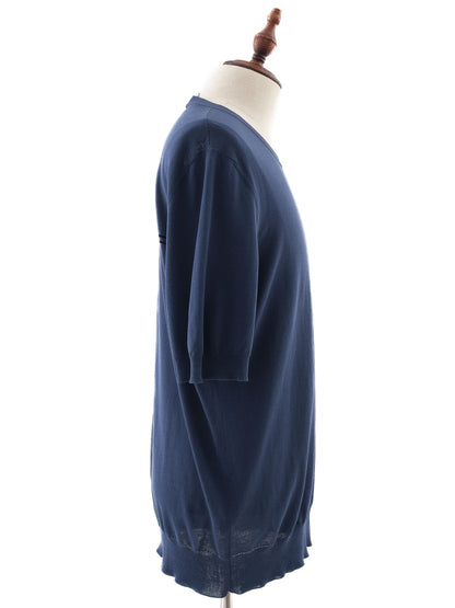 Excellent Hermes Blue Cotton Men's Sweater Size L with Geometric Design