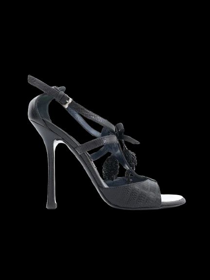 excellent gf ferre black leather high-heeled sandals size 38.5