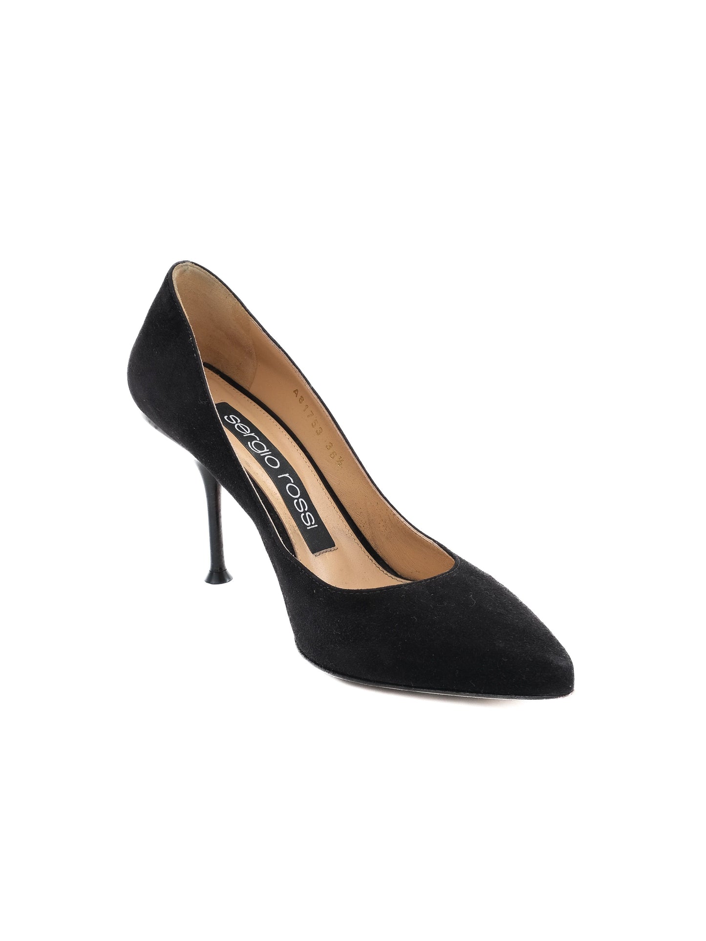 excellent sergio rossi black genuine suede high heels size 36.5