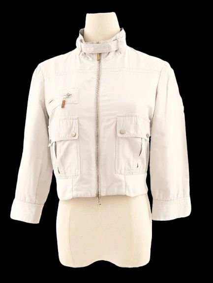 excellent brunello cucinelli gray silk cropped jacket size s