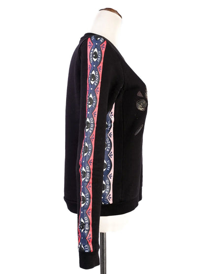 Excellent Kenzo Black Sweatshirt S Eye Design Colorful Stripes