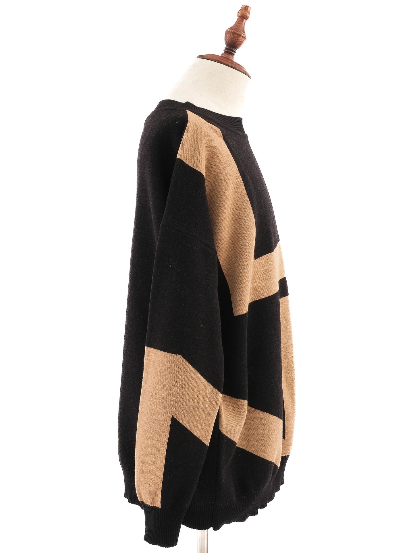excellent liviana conti black wool sweater size m geometric pattern