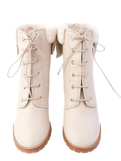 Valentino Leather White Ankle Boots with Fur Trim Size 38
