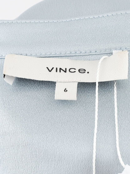 Excellent Vince Blue Silk Long Sleeve Blouse with Pocket