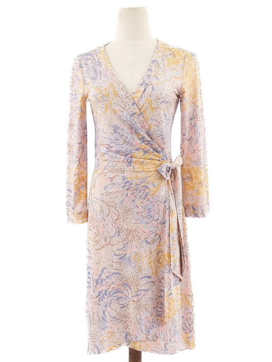 Excellent BCBGMaxazria Floral Wrap Dress Size S Combined Colors
