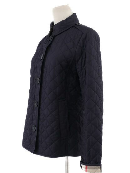 Excellent Burberry Blue Quilted Jacket Size S Polyester Women