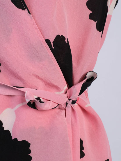 Moschino Excellent Pink Floral Silk Blouse Wrap Style Size S