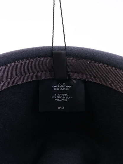 Excellent Gucci Black Wool Fedora Hat with Leather Band, Size M