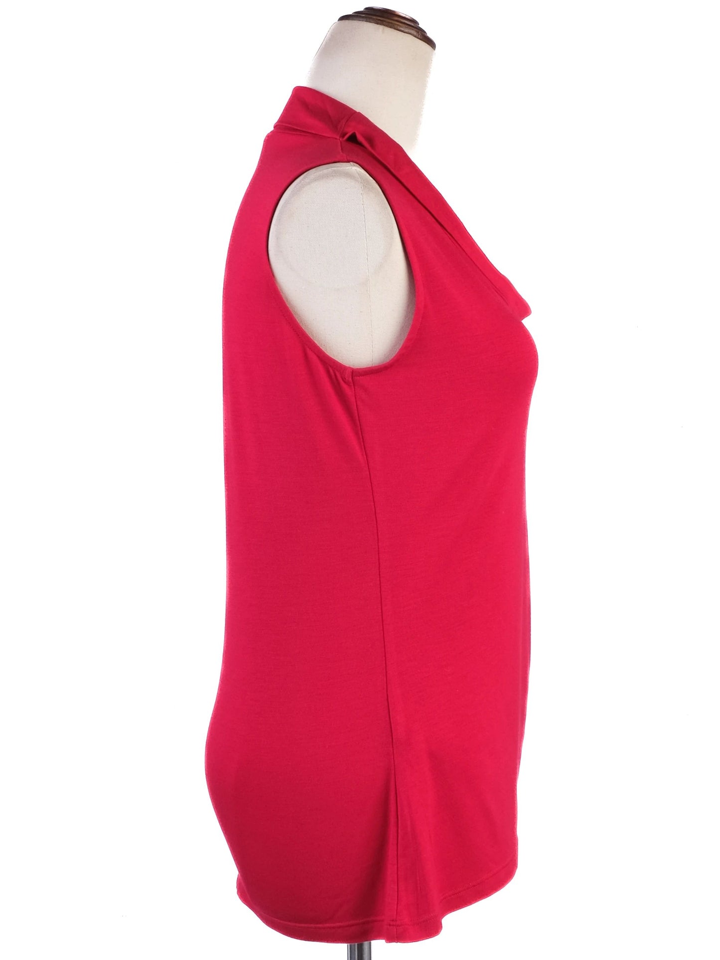 elie tahari red modal top size s with draped cowl neckline