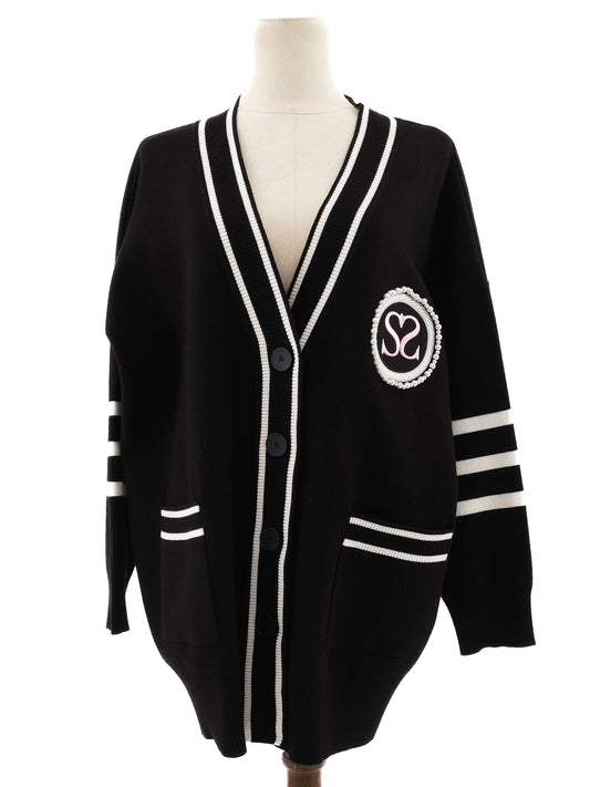 Excellent Sandro Black Cardigan with White Trim Size M