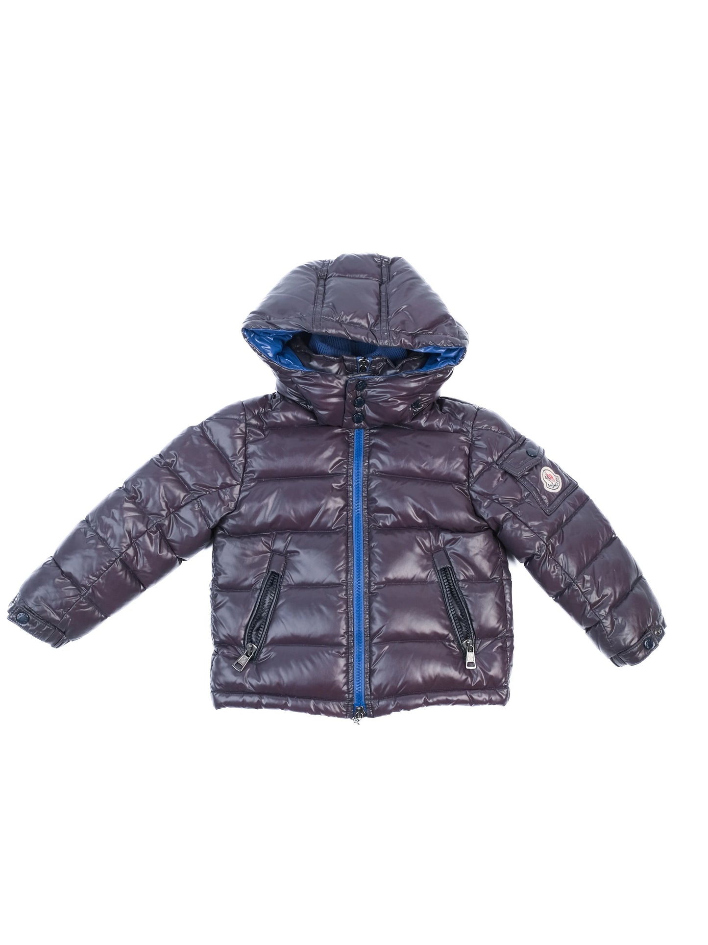 excellent moncler black nylon puffer jacket with hood size 2 for kids