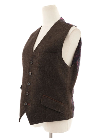 Excellent Ted Baker Orange Wool Vest Size S with Deer Print