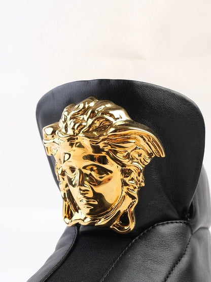 Versace WomenÕs Black Leather High-Top Sneakers Size 39 with Medusa