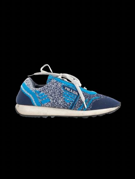 excellent prada blue textile sneakers size 38 with speckled pattern