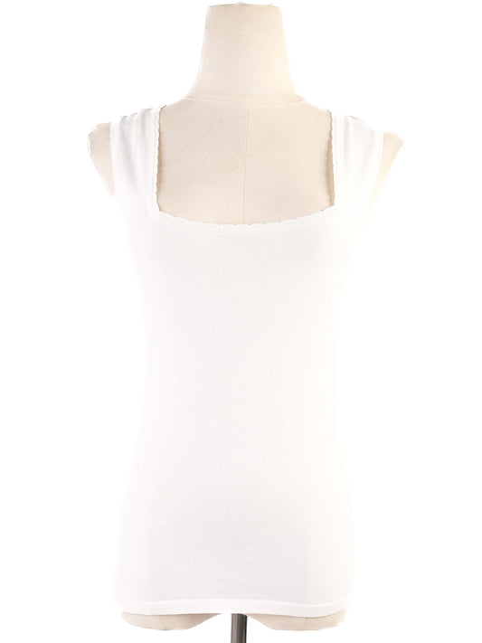 Excellent Blumarine White Sleeveless Top Size M Viscose Made in Italy