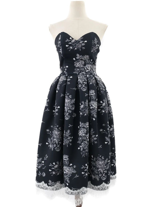 Excellent Bella Potemkina Blue Floral Strapless Dress Size S