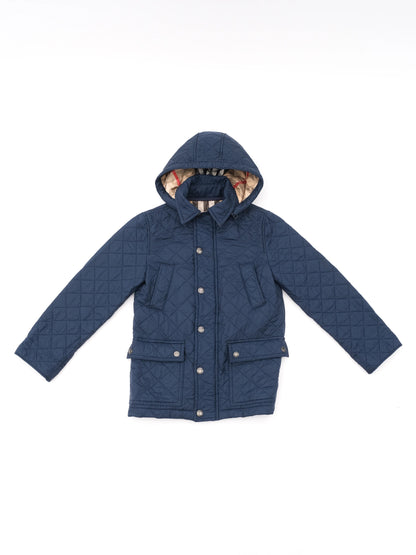 Excellent Burberry Children's Blue Quilted Jacket Size 8 Nylon