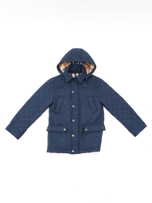 Excellent Burberry Children's Blue Quilted Jacket Size 8 Nylon